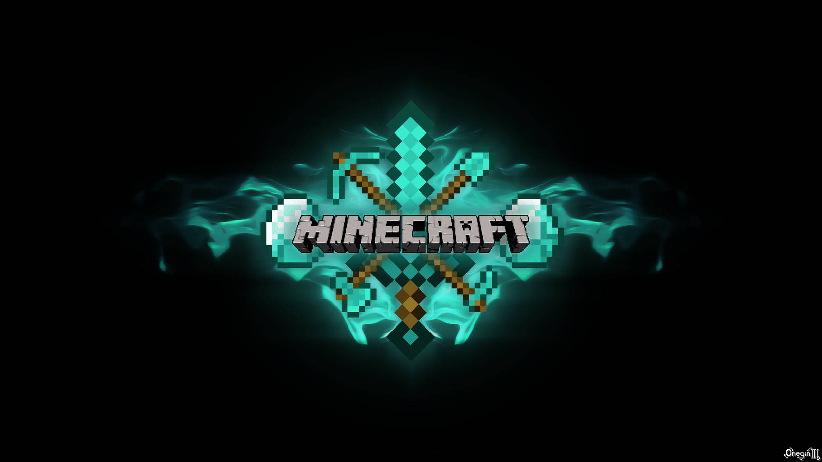 Minecraft Logo Med Værktøj Wallpaper