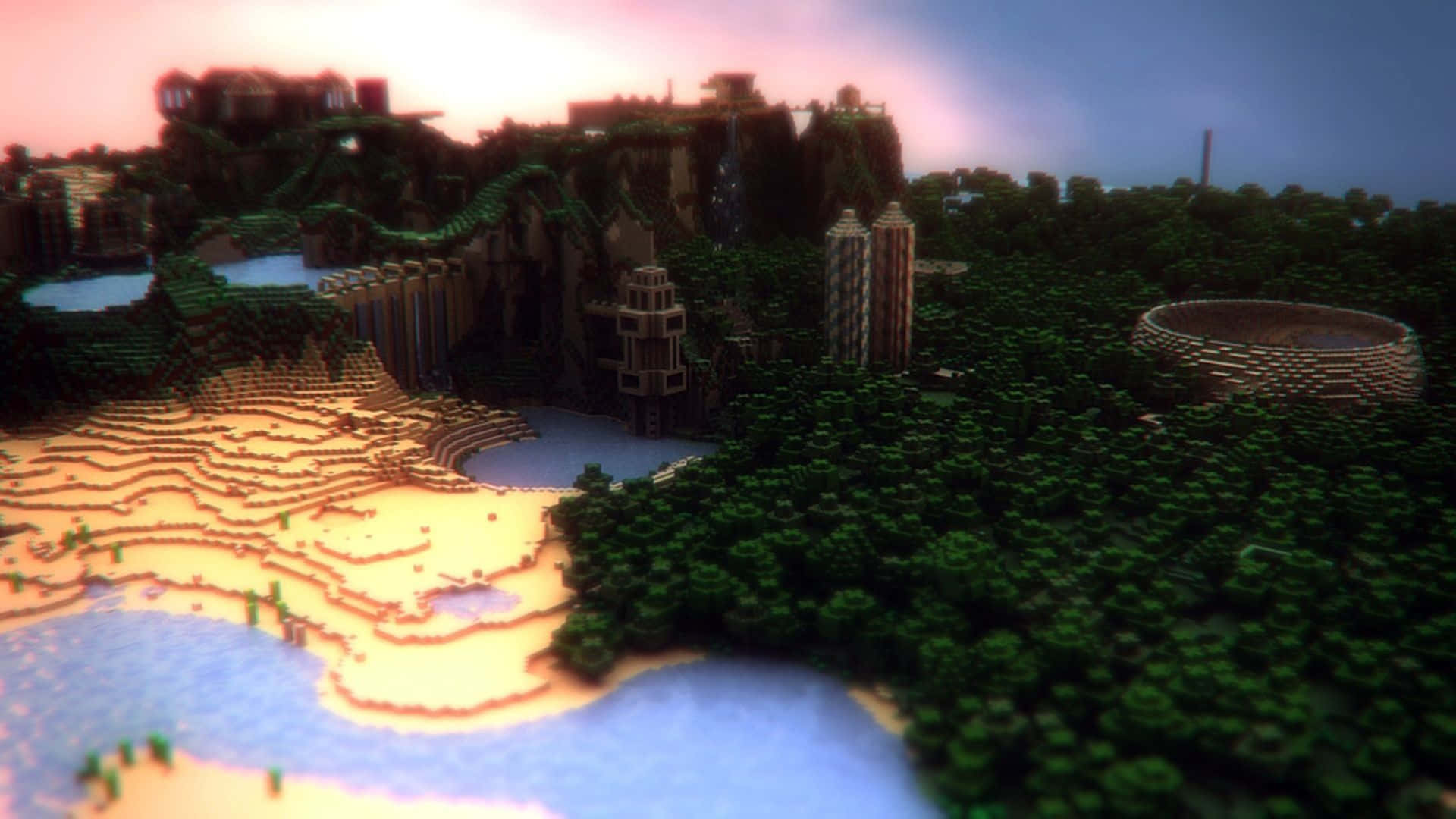 Captivating Minecraft Map Aerial View Wallpaper