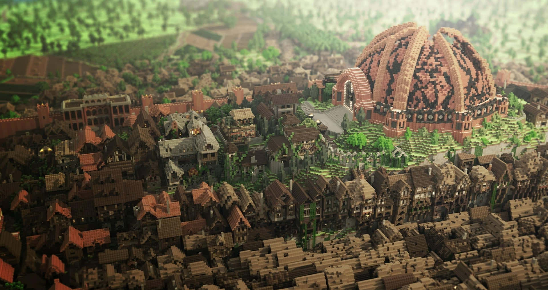Intricate Minecraft Map Showcasing a Digital Wonder Wallpaper
