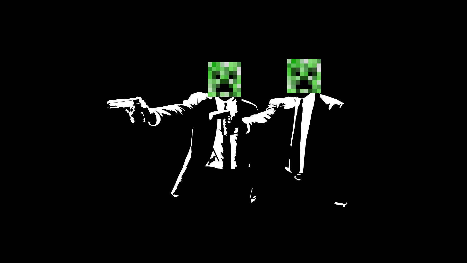 Meme Creeper Gunman Di Minecraft Sfondo