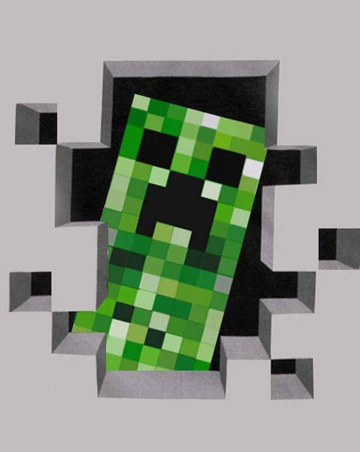 Minecraft Meme Creeper Kigger gennem Væg Tapet Wallpaper
