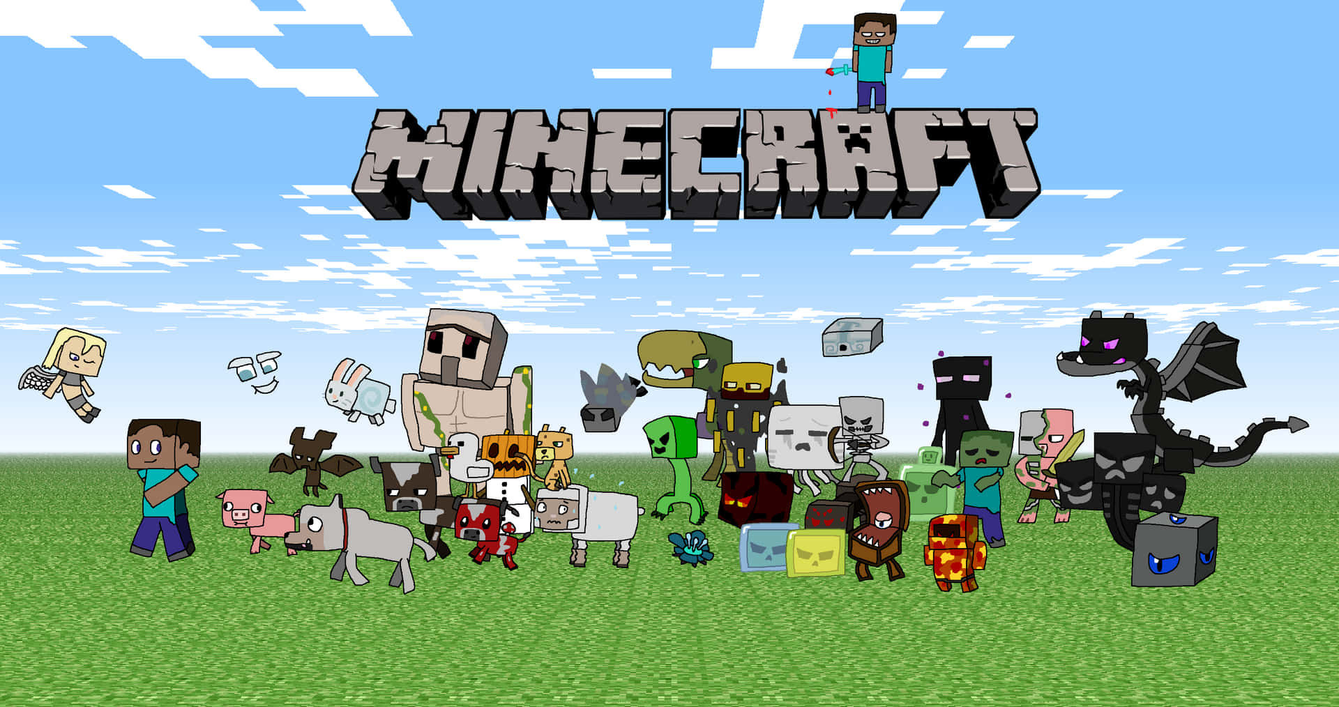 Blocky Bad Guys of the Minecraft Mobs Wallpaper