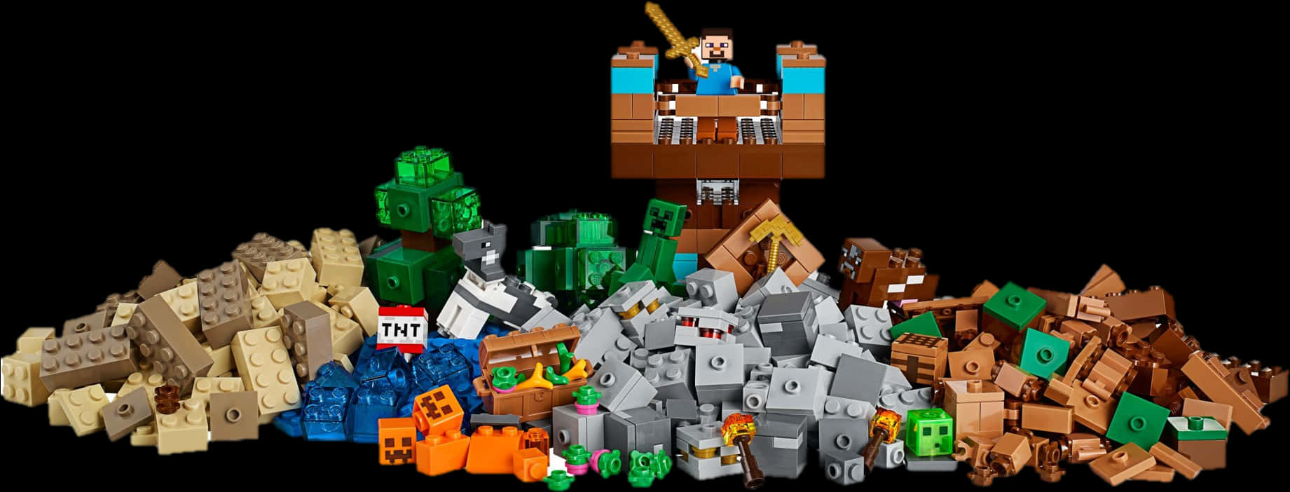 Minecraft_ Mobs_and_ T N T_ Lego_ Setup PNG