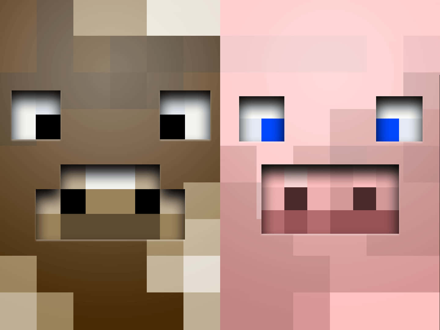 Minecraft Mobs Cow And Pig Wallpaper