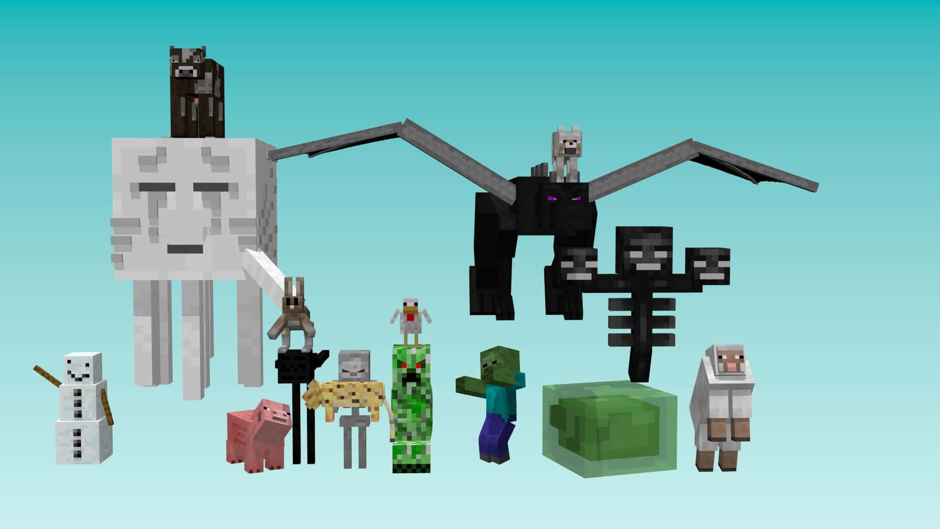 The Creepy Host of Classic Minecraft Mobs Wallpaper