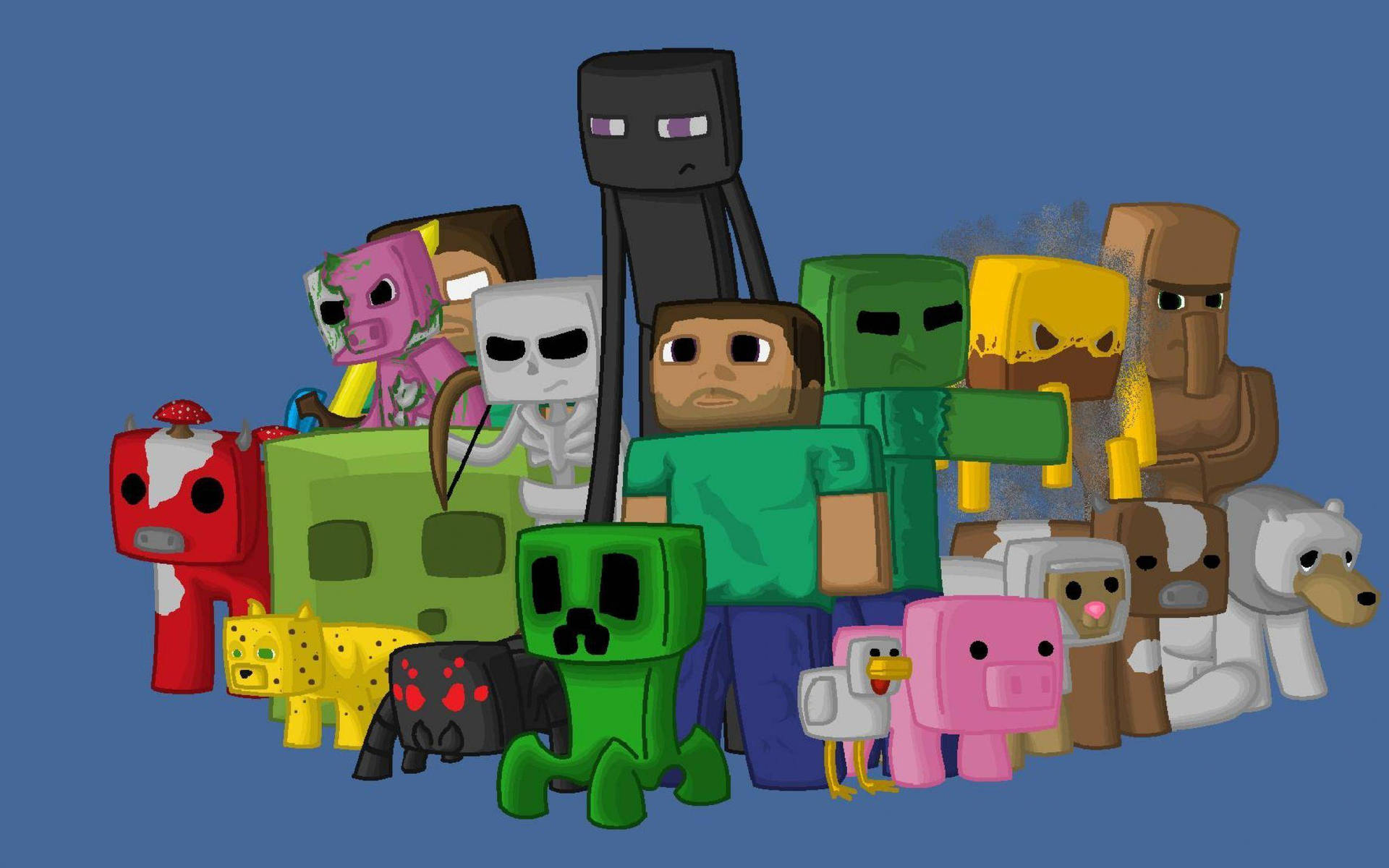 Minecraft Mobs With Enderman Wallpaper