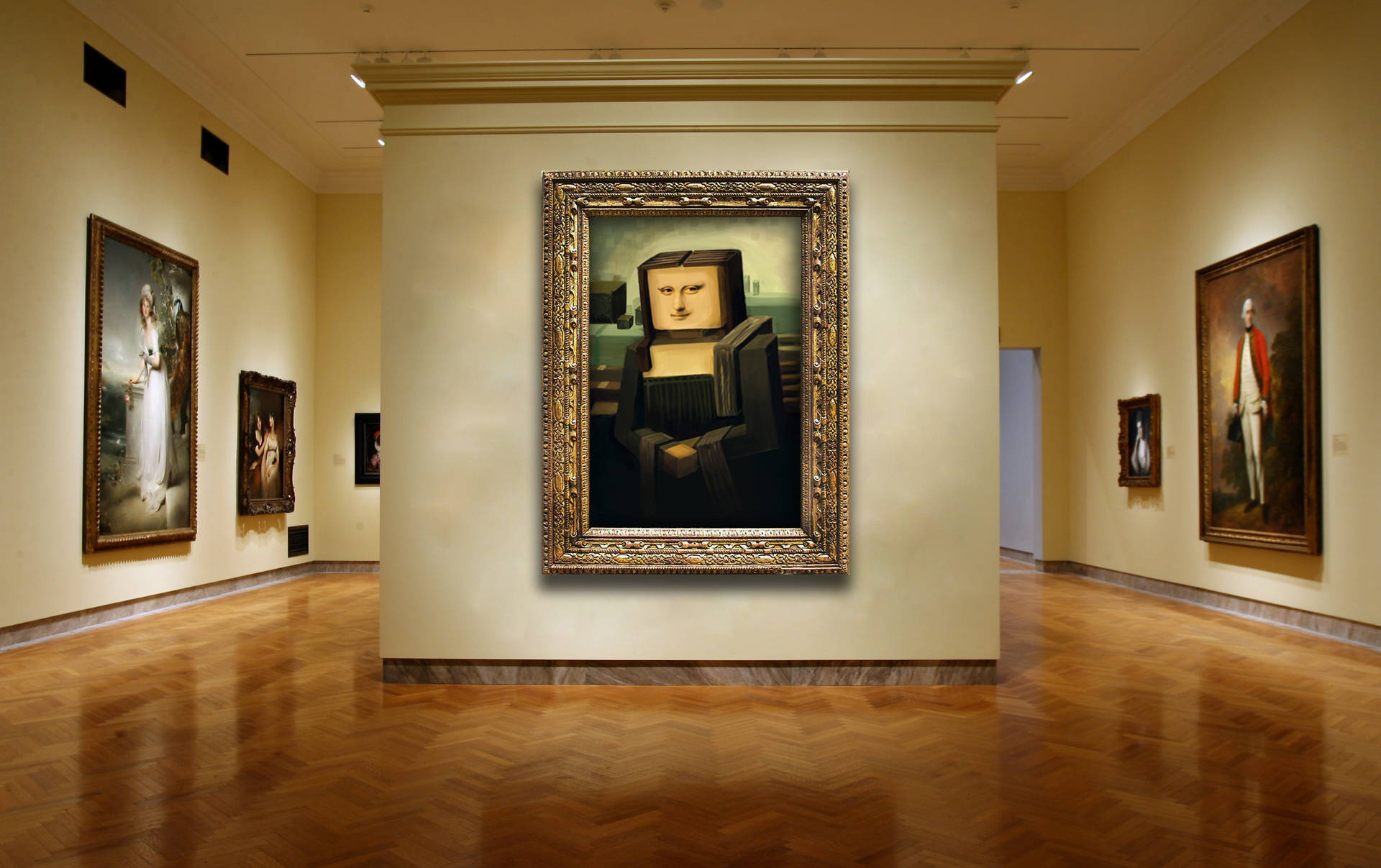 Minecraft Mona Lisa In Art Gallery