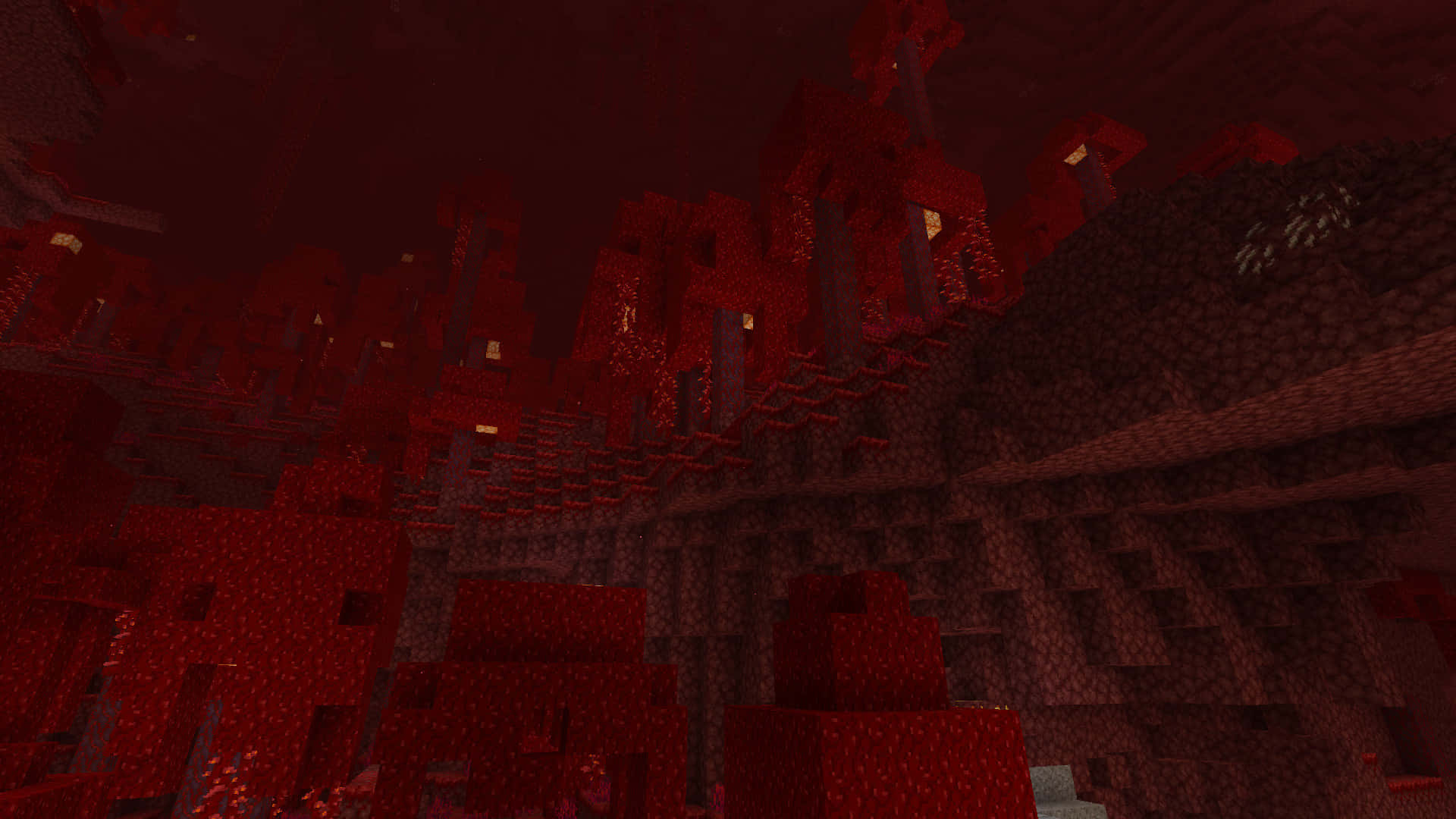 Minecraft_ Nether_ Crimson_ Forest_ View Wallpaper