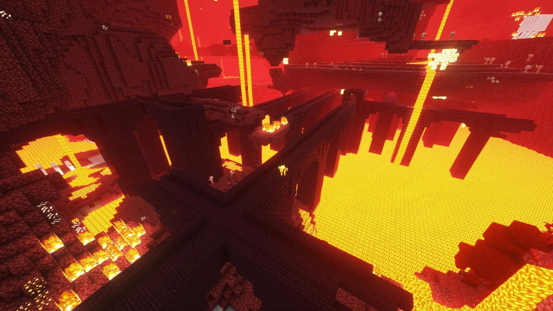 Download Minecraft Nether Fortress Ablaze Wallpaper | Wallpapers.com