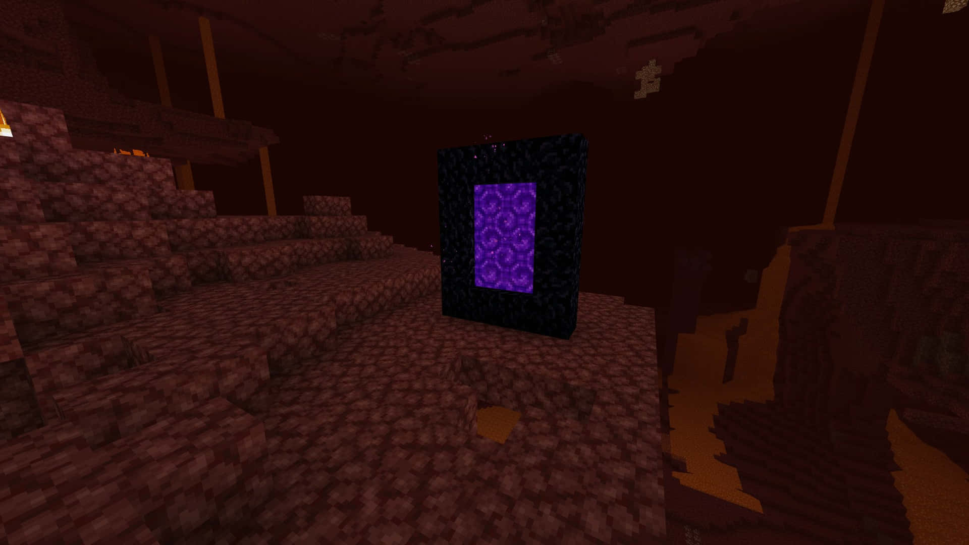 Minecraft_ Nether_ Portal_ Amidst_ Rugged_ Terrain.jpg Wallpaper