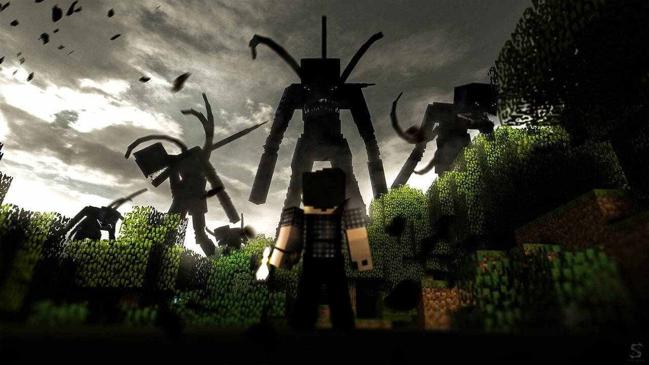 Minecraftpc Monstros Gigantes Papel de Parede