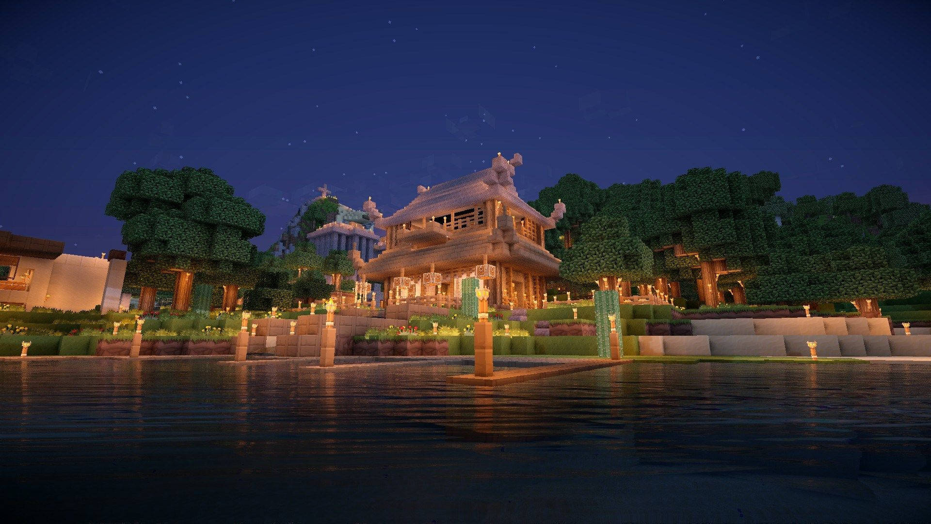 Minecraft Pc Traditional Japanese House Wallpaper