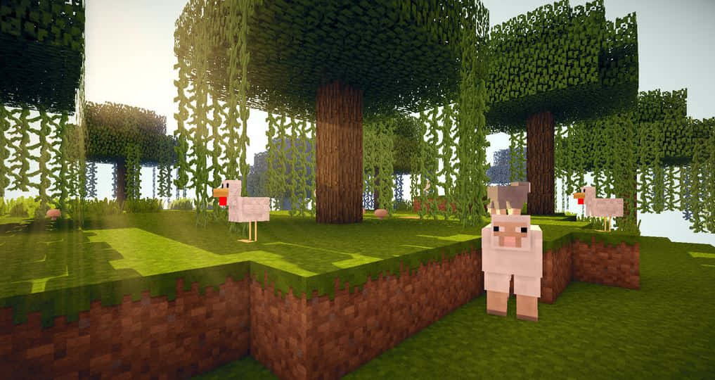 A Delightful Minecraft Adventure with Pets Wallpaper
