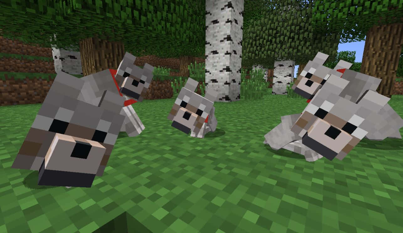 A Minecraft Dog and Horse: Your Adventure Companions Wallpaper