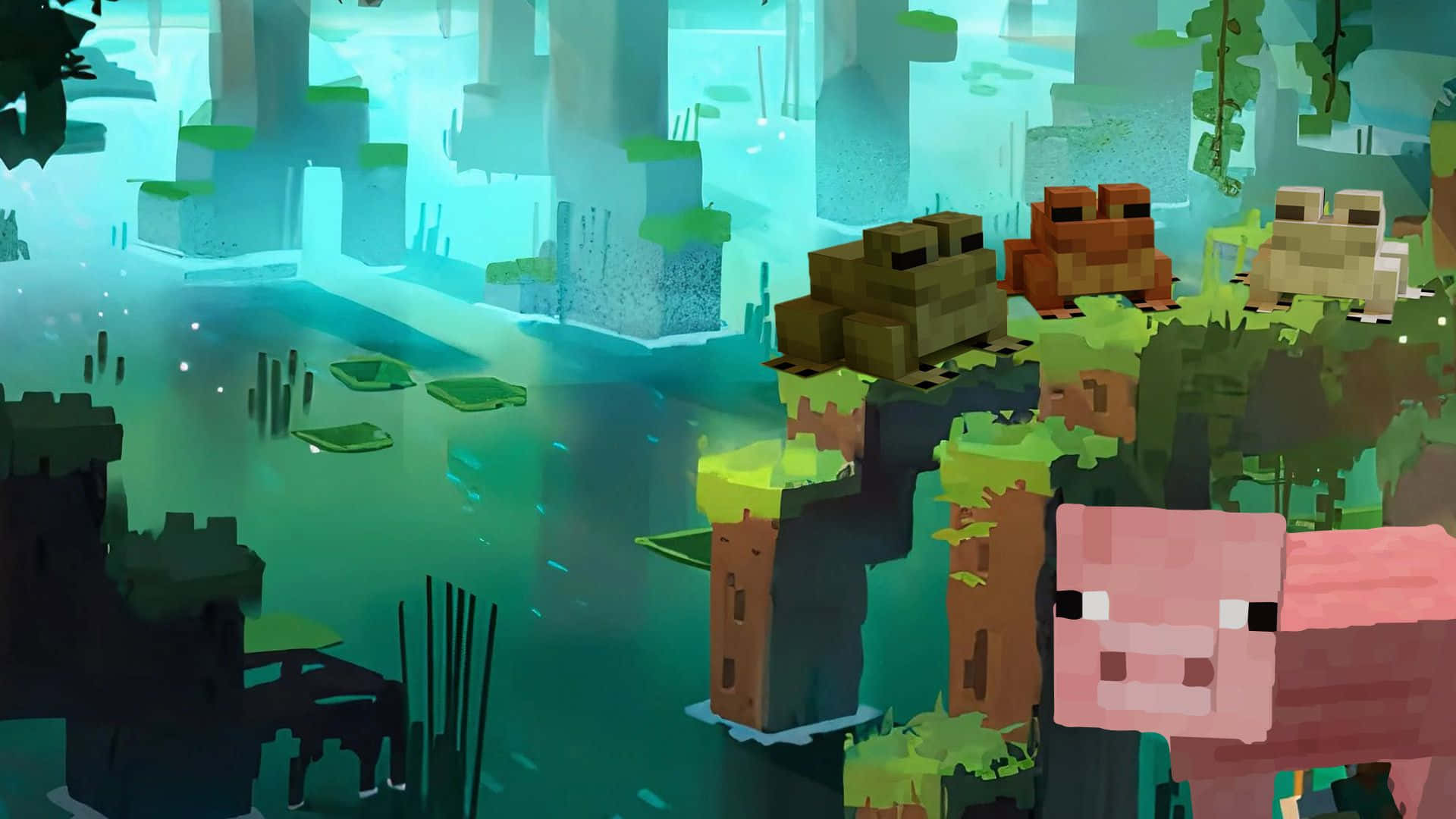 Adorable Minecraft Pets Posing for a Picture Wallpaper