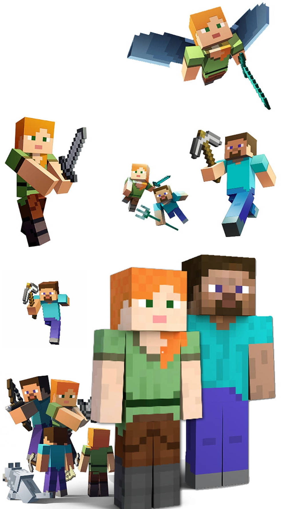 Teléfonode Minecraft - Personajes Adorables Para El Teléfono Fondo de pantalla