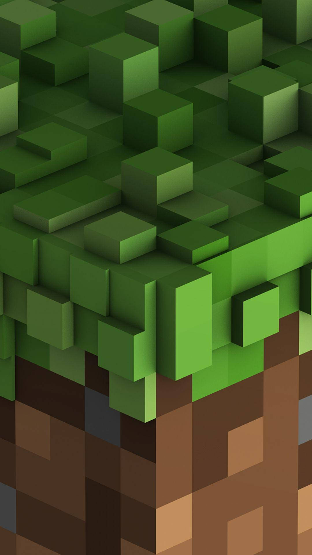 Minecraft Phone Green Brown Block Wallpaper