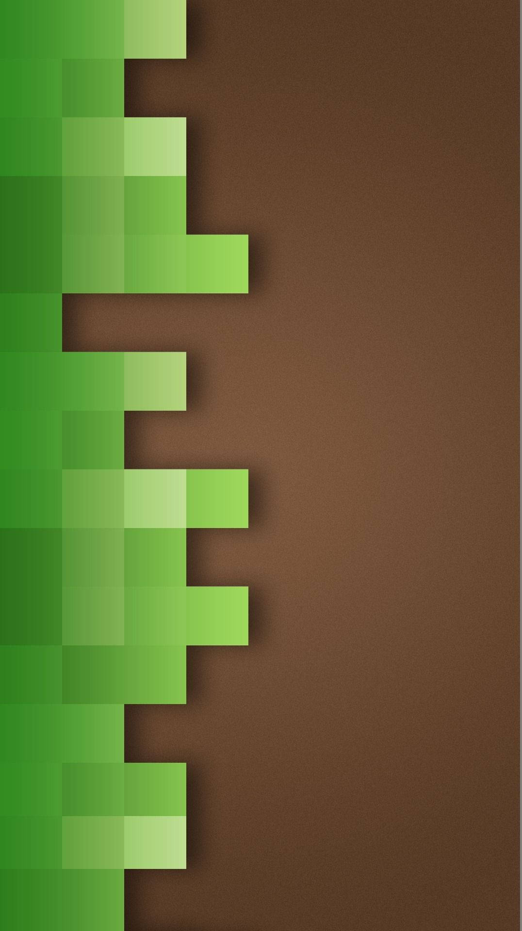 Minecraften El Teléfono, Verde Y Marrón. Fondo de pantalla