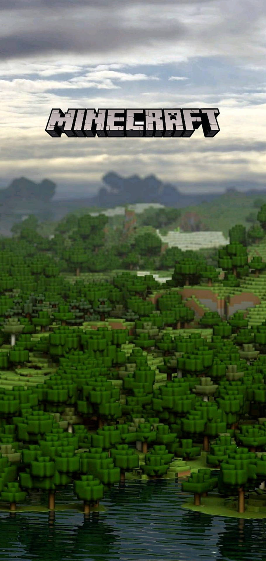 Minecrafttelefon Grönt Skogsutsiktsmotiv Från Ovan Wallpaper