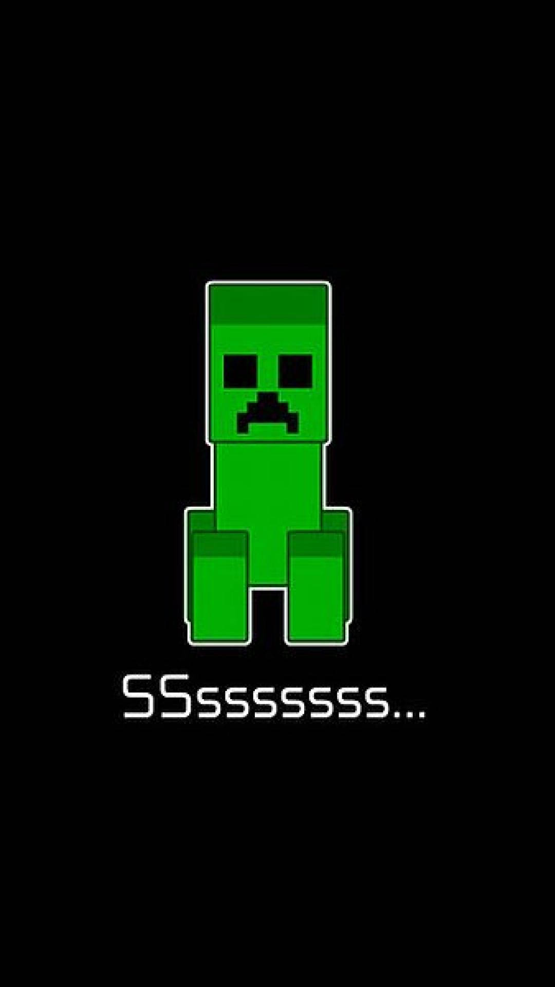 Minecraftteléfono Personaje Verde Tranquilo. Fondo de pantalla