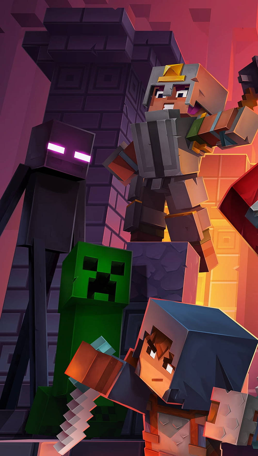 Minecraft Phone Strong Dungeon Characters Wallpaper