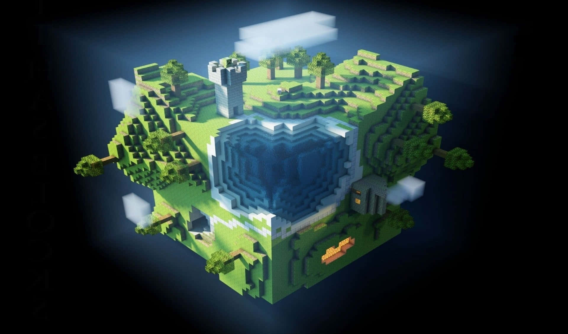 Immaginedi Minecraft In 3d Con Pixel Art