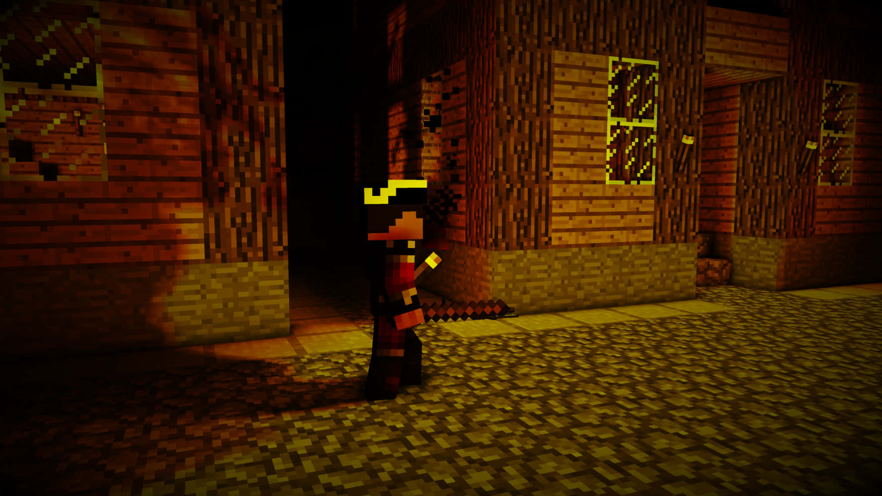 Minecraft Pirate With Buildings Scary Picture