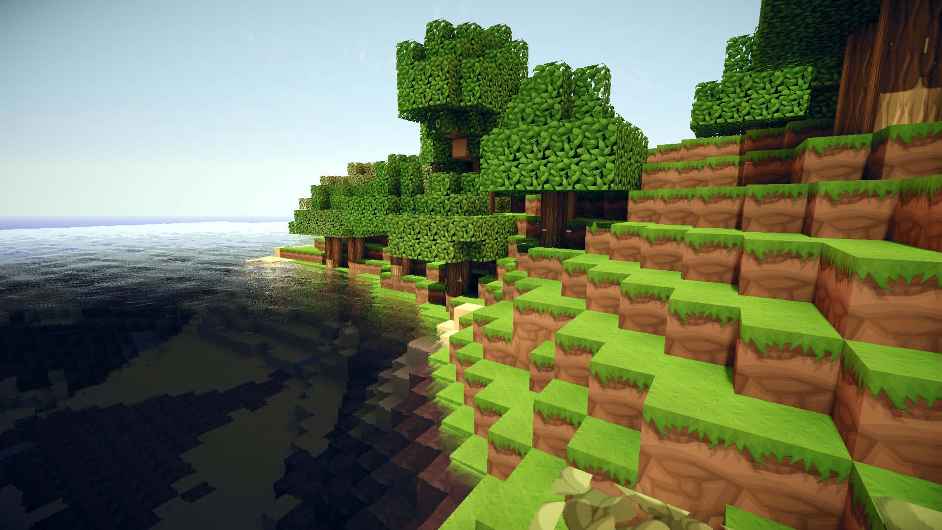Minecraft Ø og Hav Billede Tapet: Se en smuk udgave af en Minecraft ø og hav!