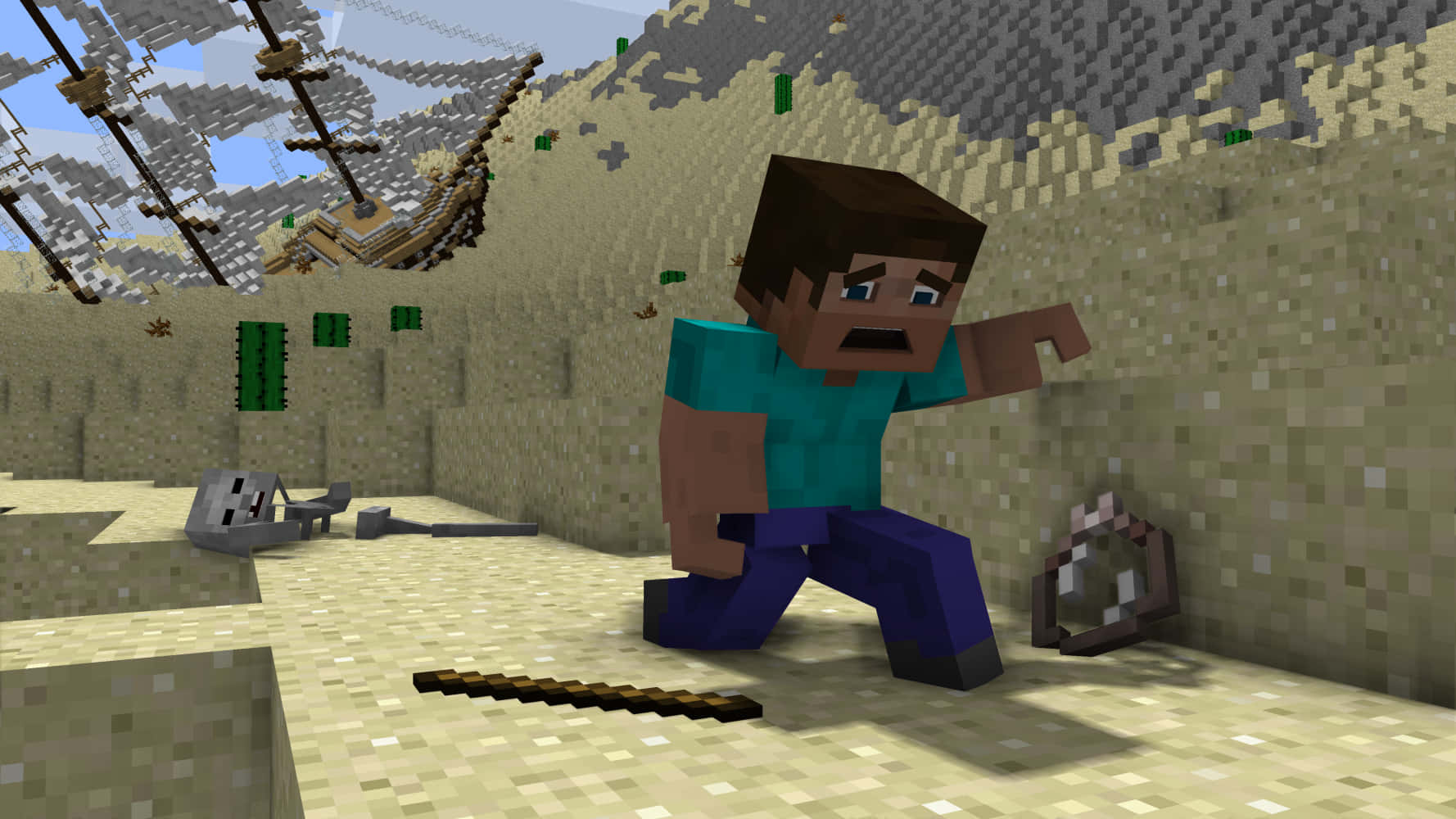 Minecraft Steve With Scared Face Picture
