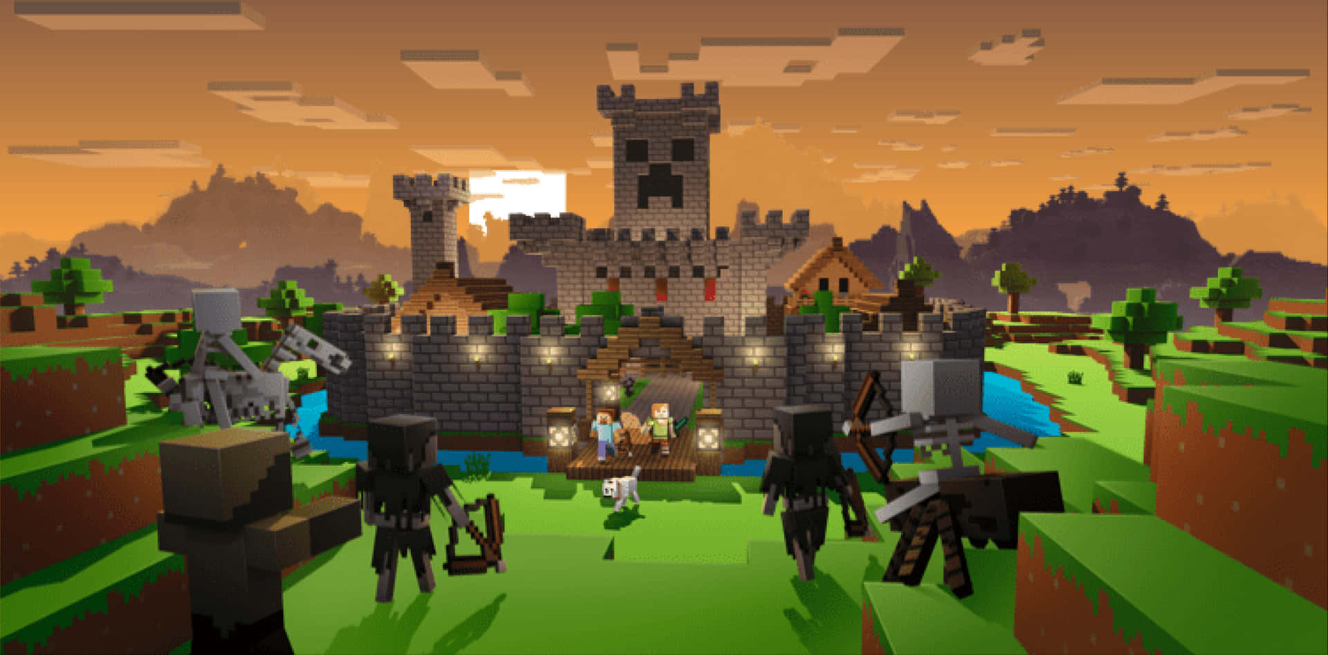 Minecraftschloss Mit Figuren Bild