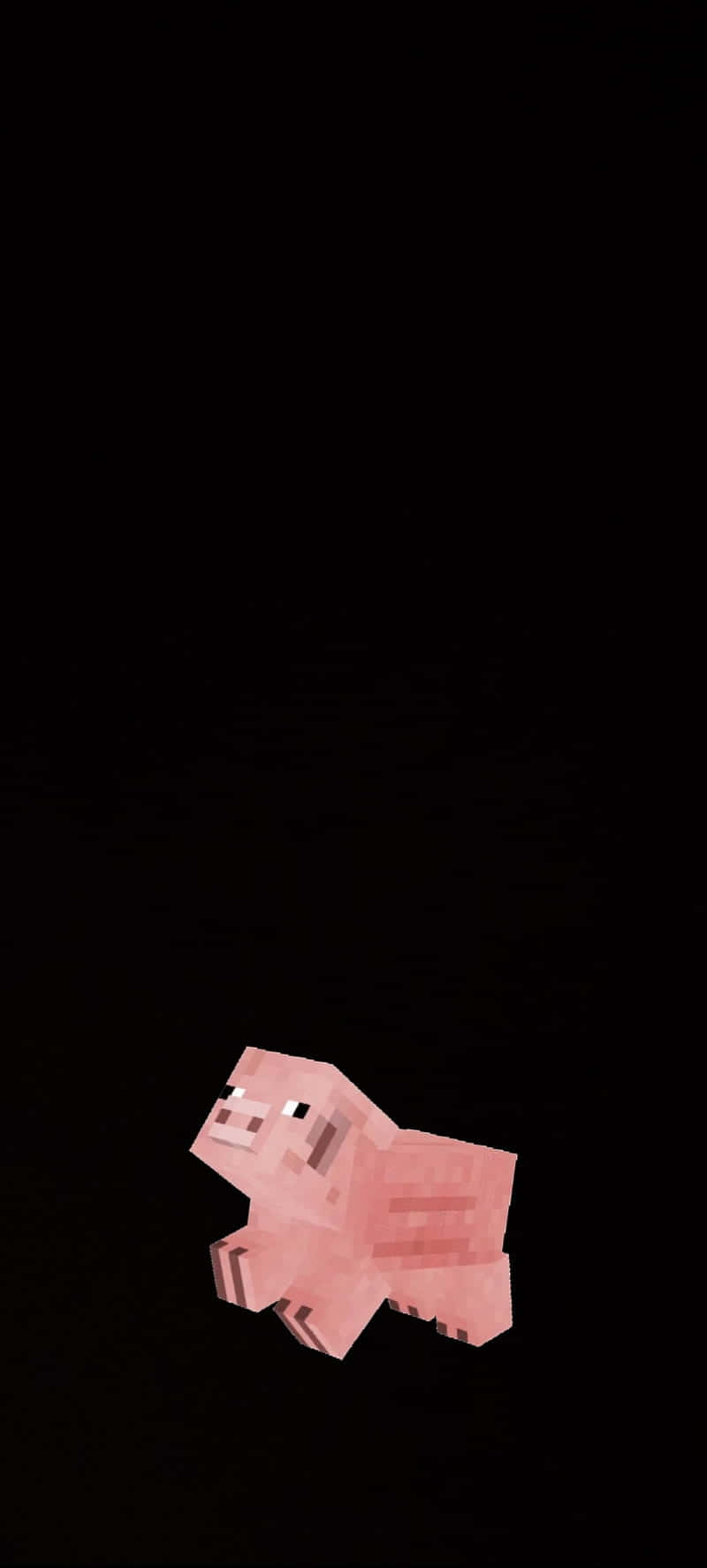 A Minecraft pig meanders along a grassy path. Wallpaper