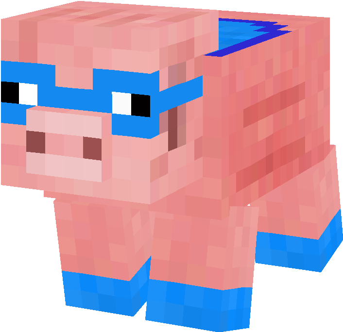 Minecraft Pig With Blue Glasses PNG