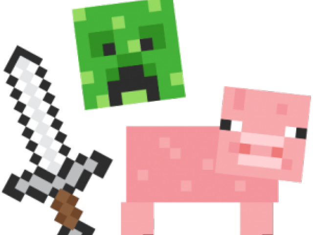 Minecraft Pigand Creeperwith Sword PNG