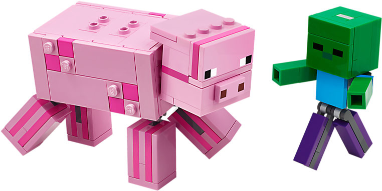 Minecraft Pigand Zombie Figures PNG