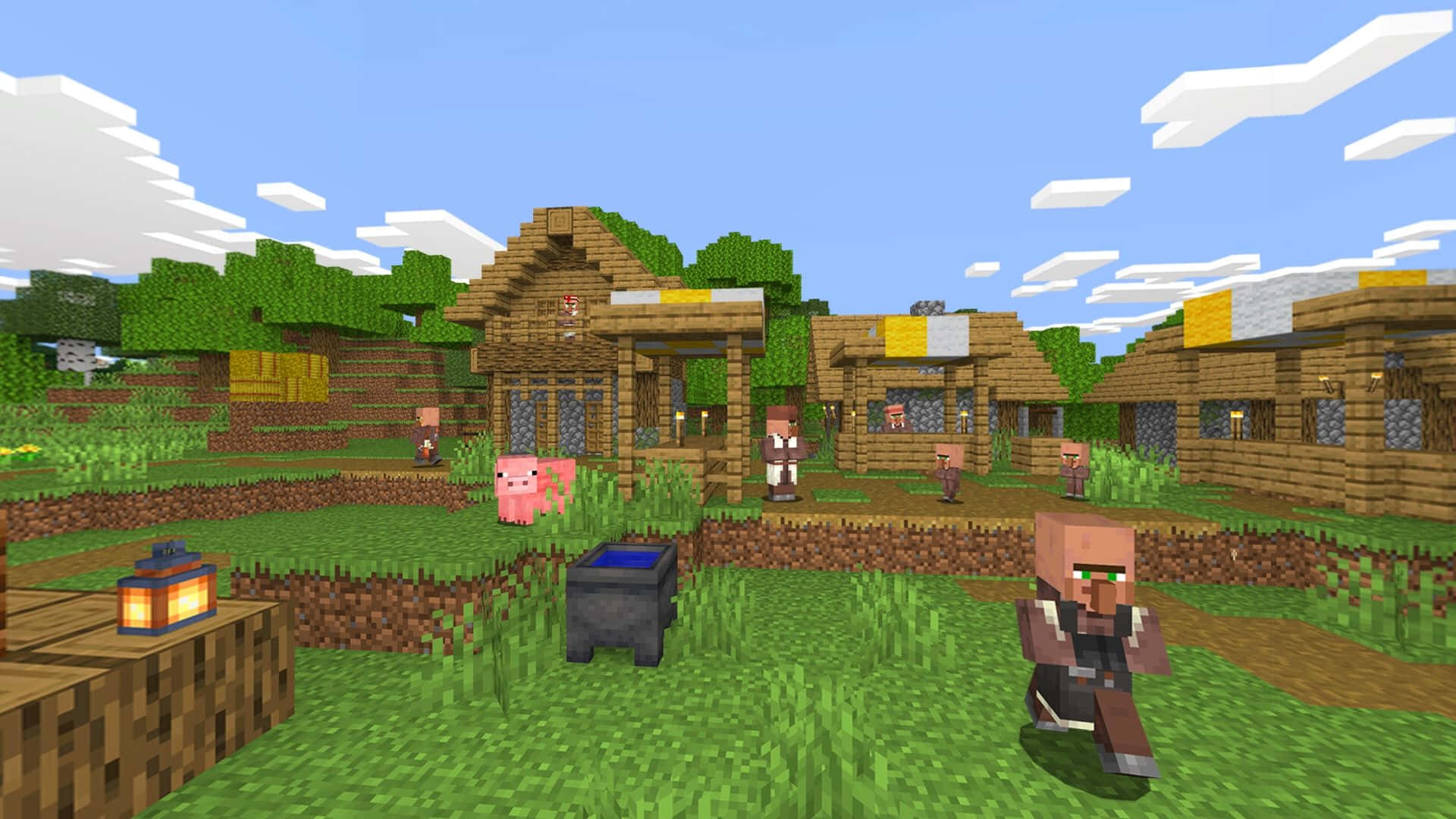 Explore your pixelated world in Minecraft Pocket Edition Wallpaper