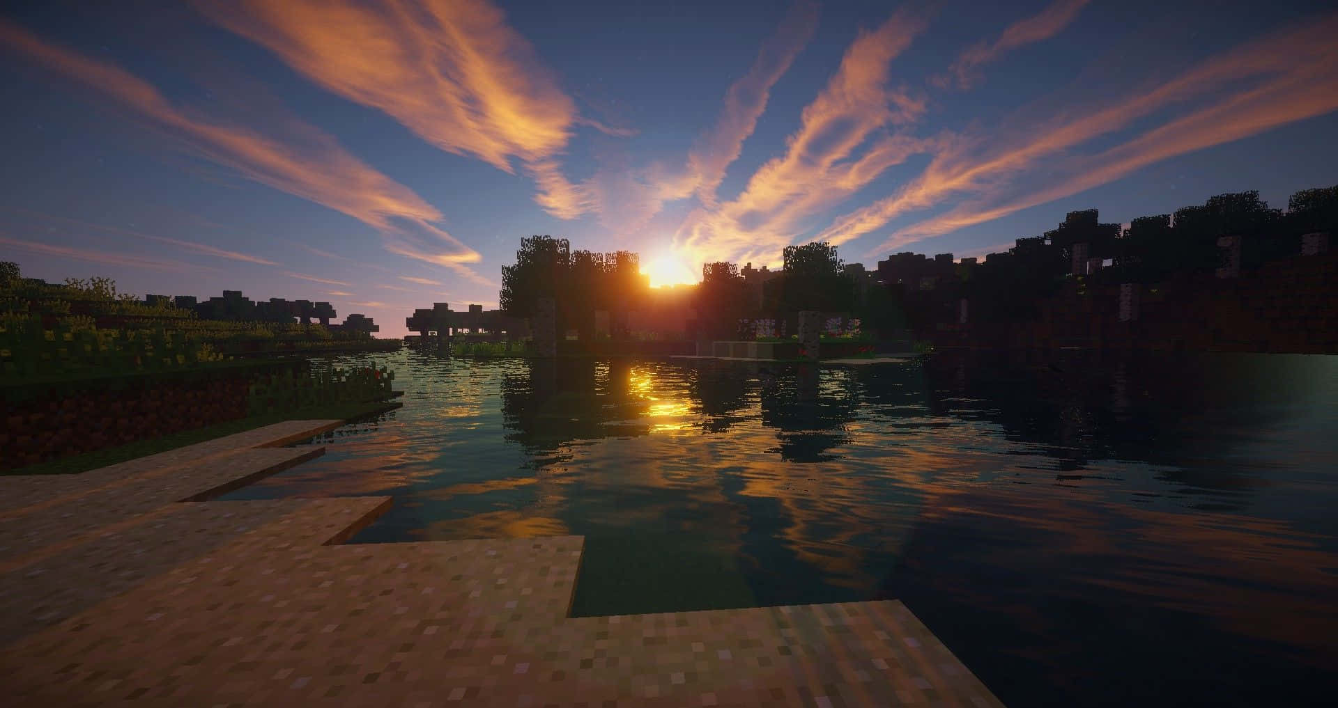 Illuminate your gaming world with Minecraft Shaders Wallpaper