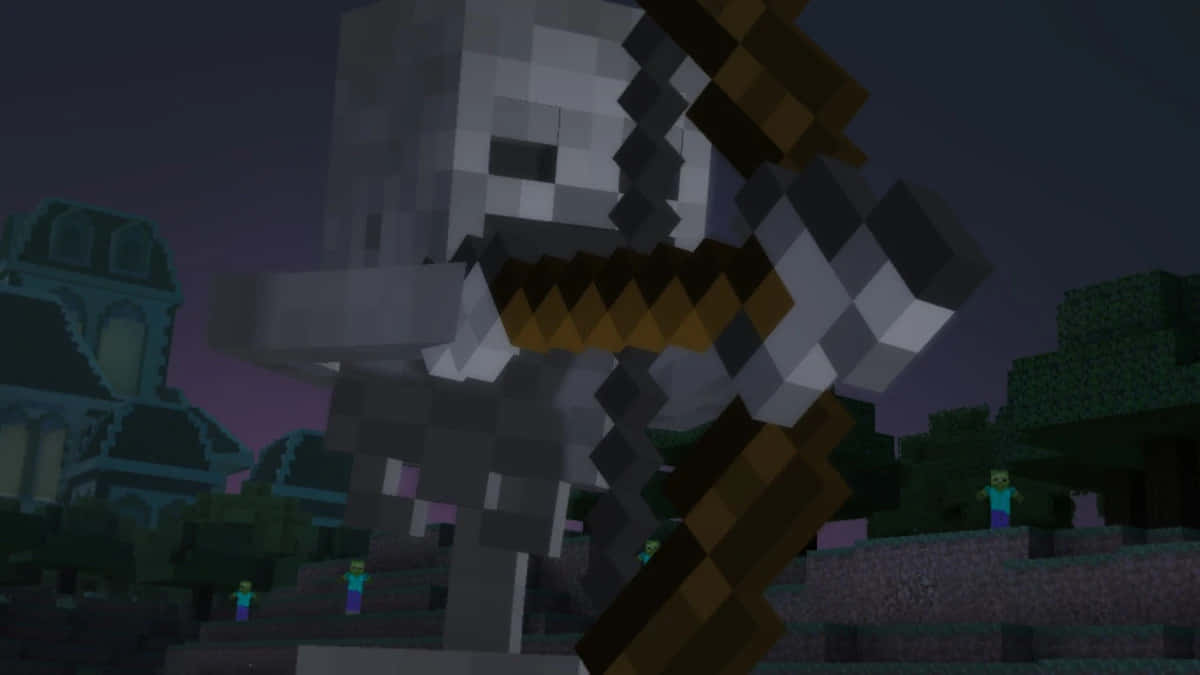 Minecraft Skeleton: Nighttime Defender Wallpaper