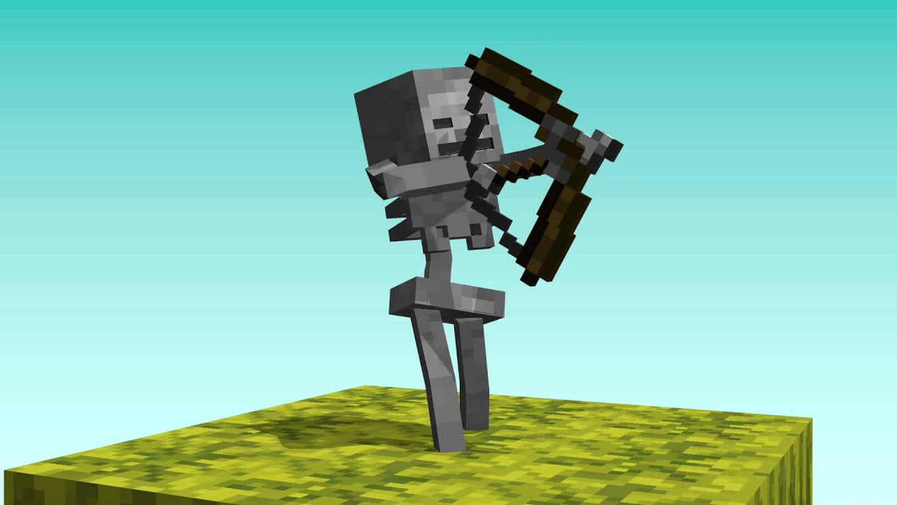 A menacing Minecraft Skeleton stalking its prey. Wallpaper