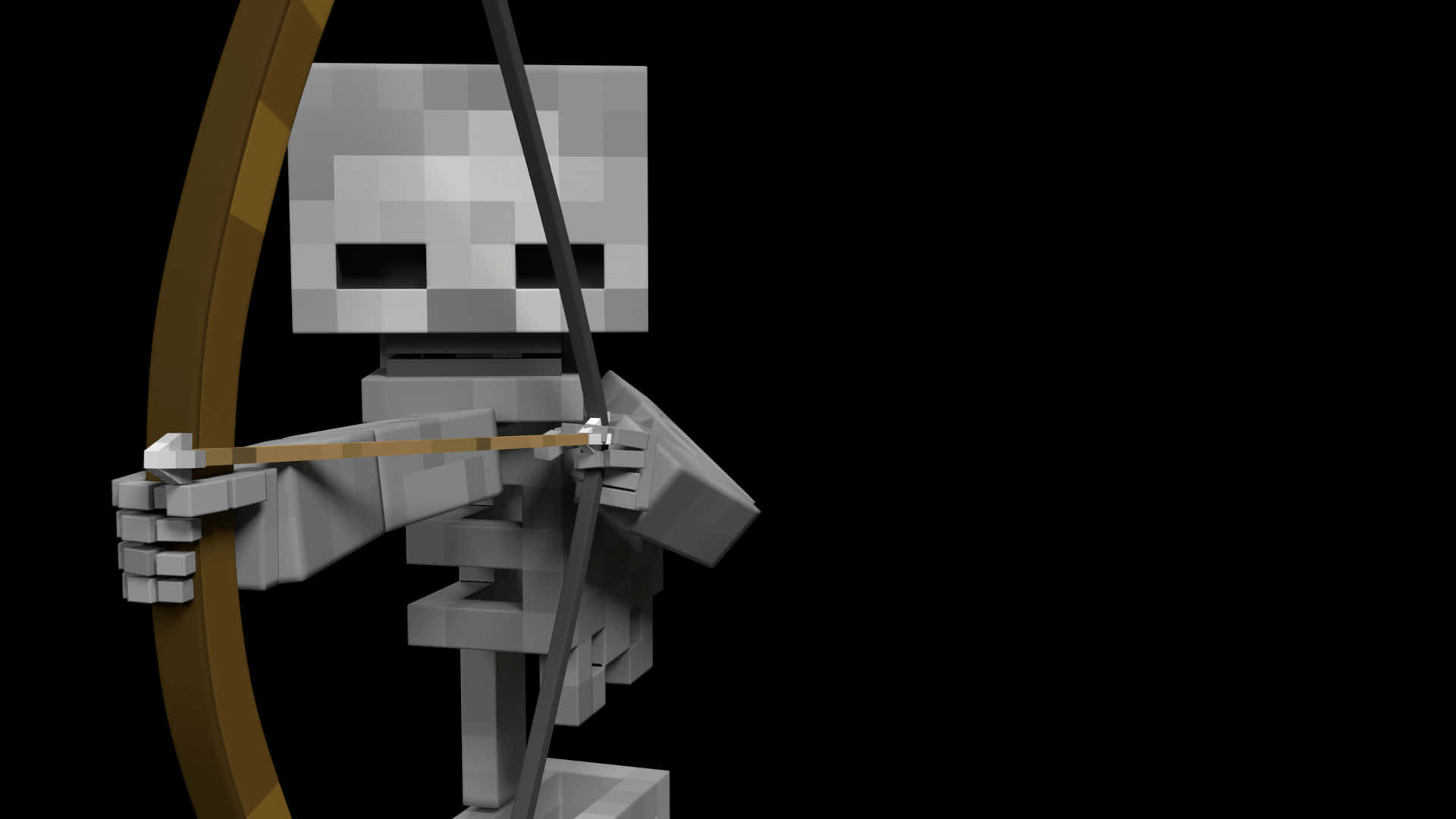 Menacing Minecraft Skeleton in Action Wallpaper