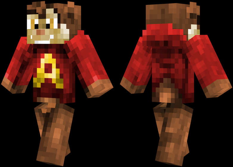 Minecraft Skin Red Hoodie Frontand Back PNG