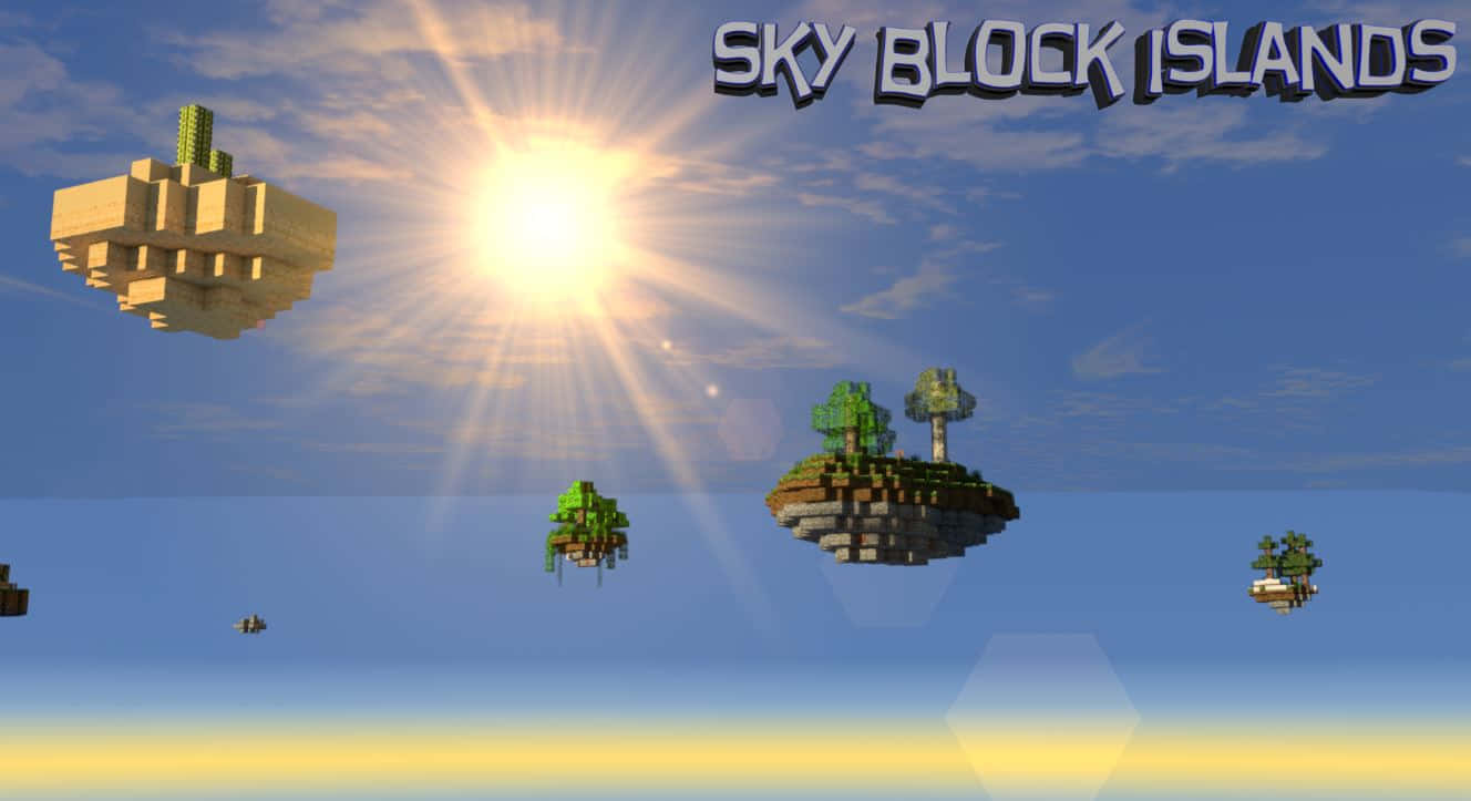 Thrilling Adventures in Minecraft Sky Block Wallpaper