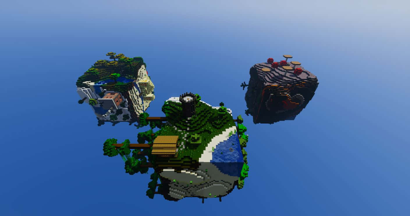 Caption: Thrilling Adventures in Minecraft Sky Block Wallpaper