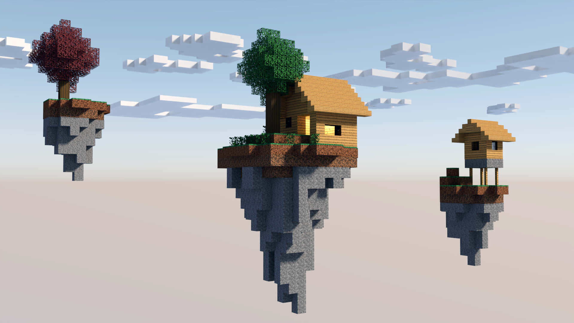 Minecraft Sky Block Adventure: Thriving on a Floating Island! Wallpaper