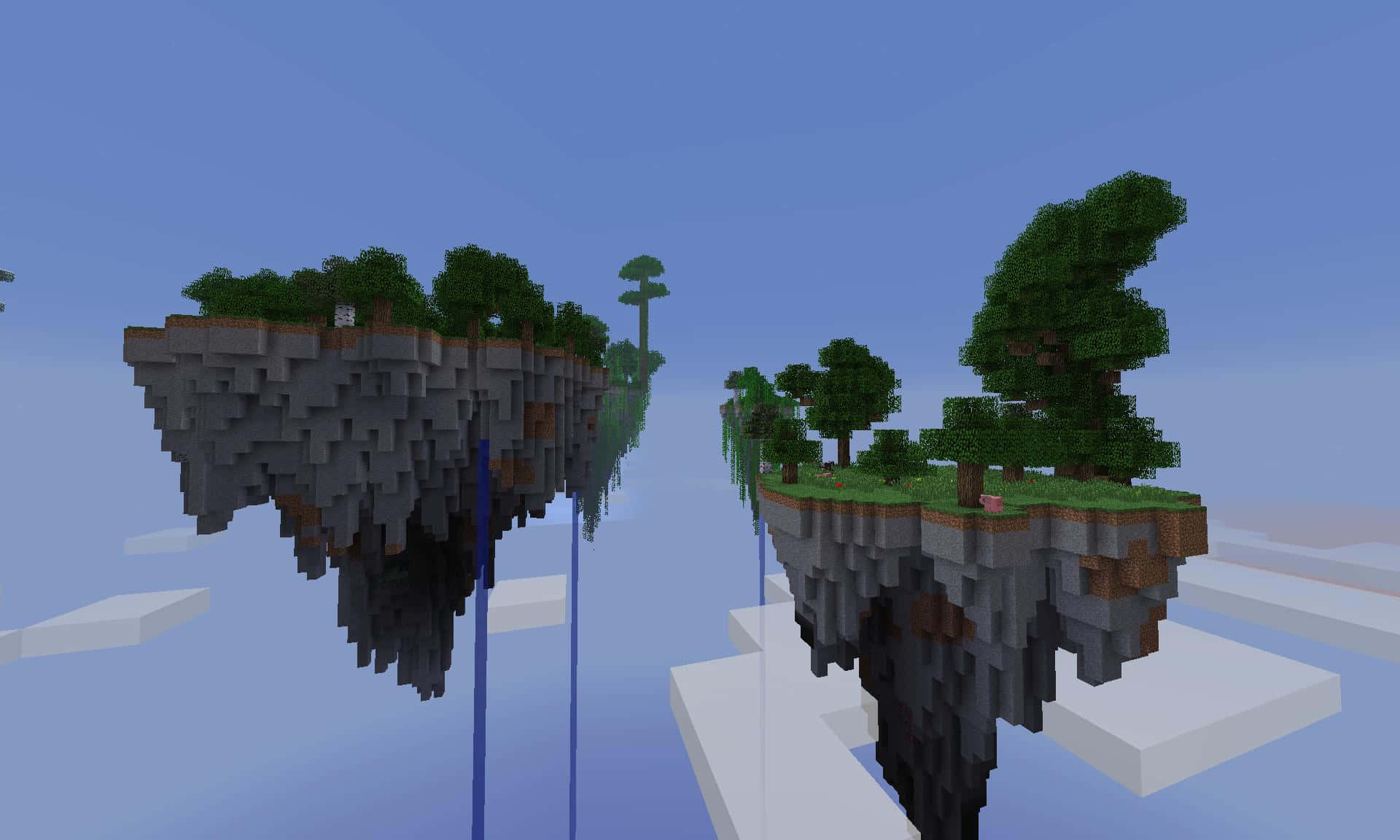 Caption: Thrilling Adventure in Minecraft Sky Block Wallpaper