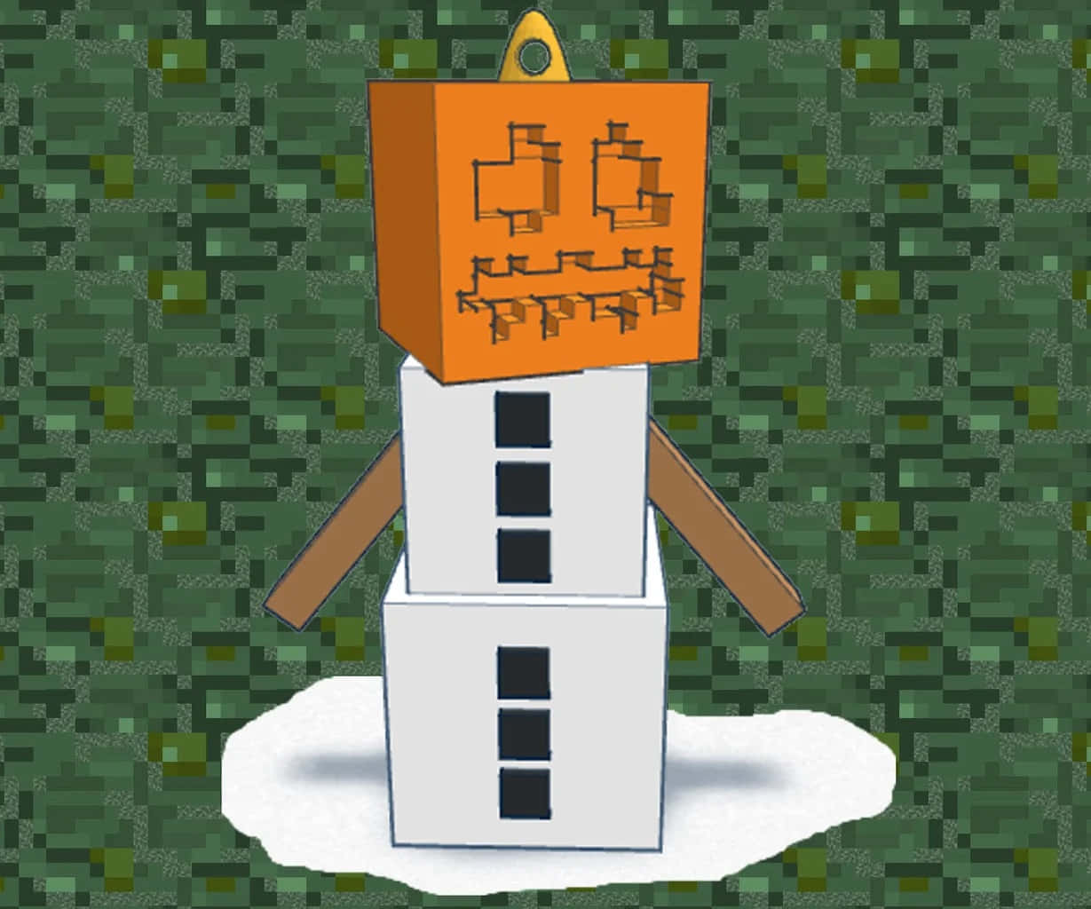 Majestic Snow Golem Standing Guard in Minecraft Wallpaper