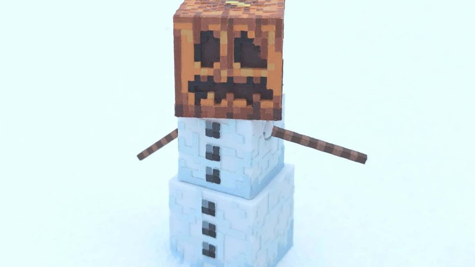 Chilling With A Snow Golem in the Minecraft World Wallpaper
