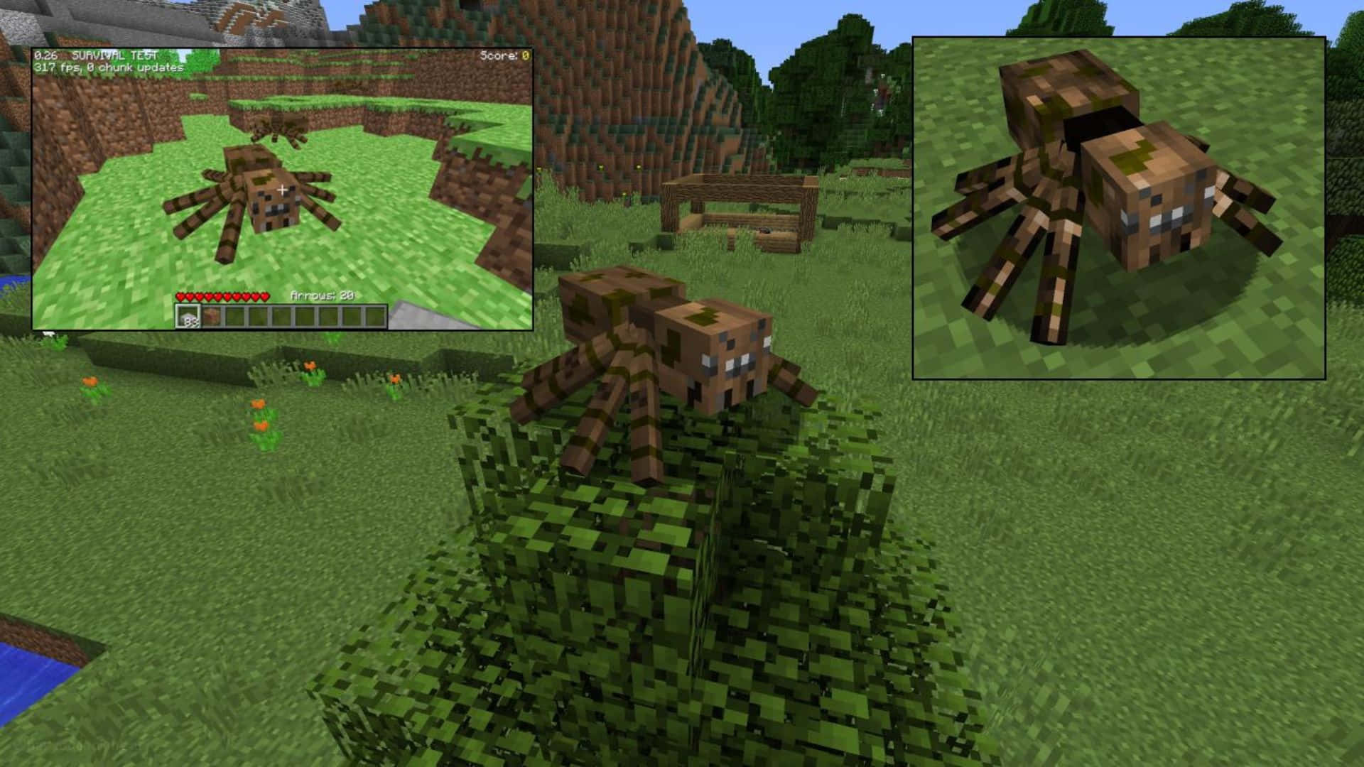 Creepy Minecraft Spider lurking in the darkness Wallpaper