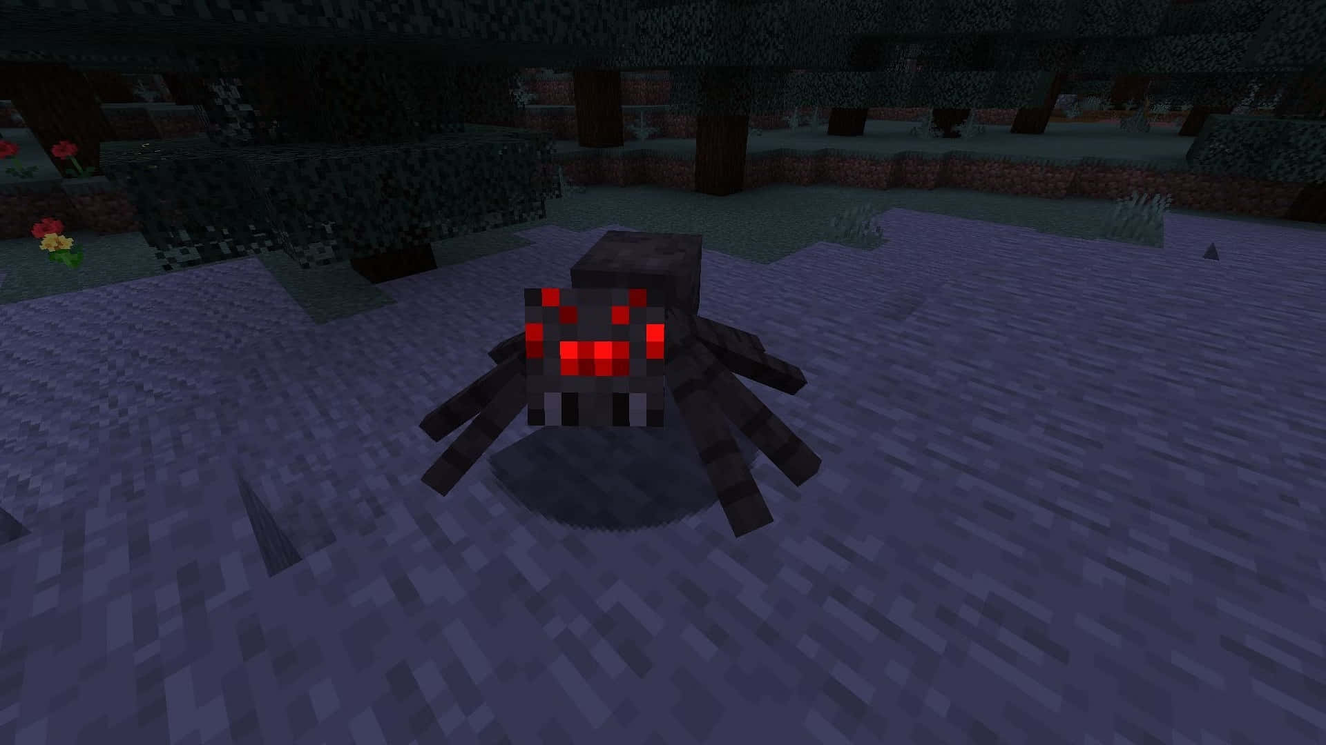 Creepy Minecraft Spider Lurking in the Shadows Wallpaper