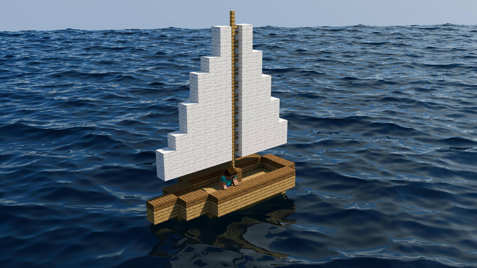Minecraft Steve In A Boat wallpaper