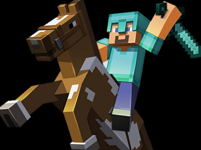 Minecraft Steve Riding Horse PNG
